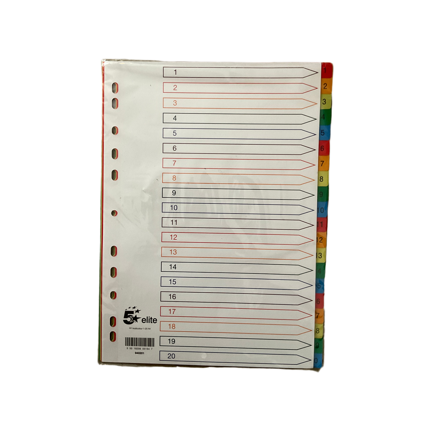 20 part numbered divider