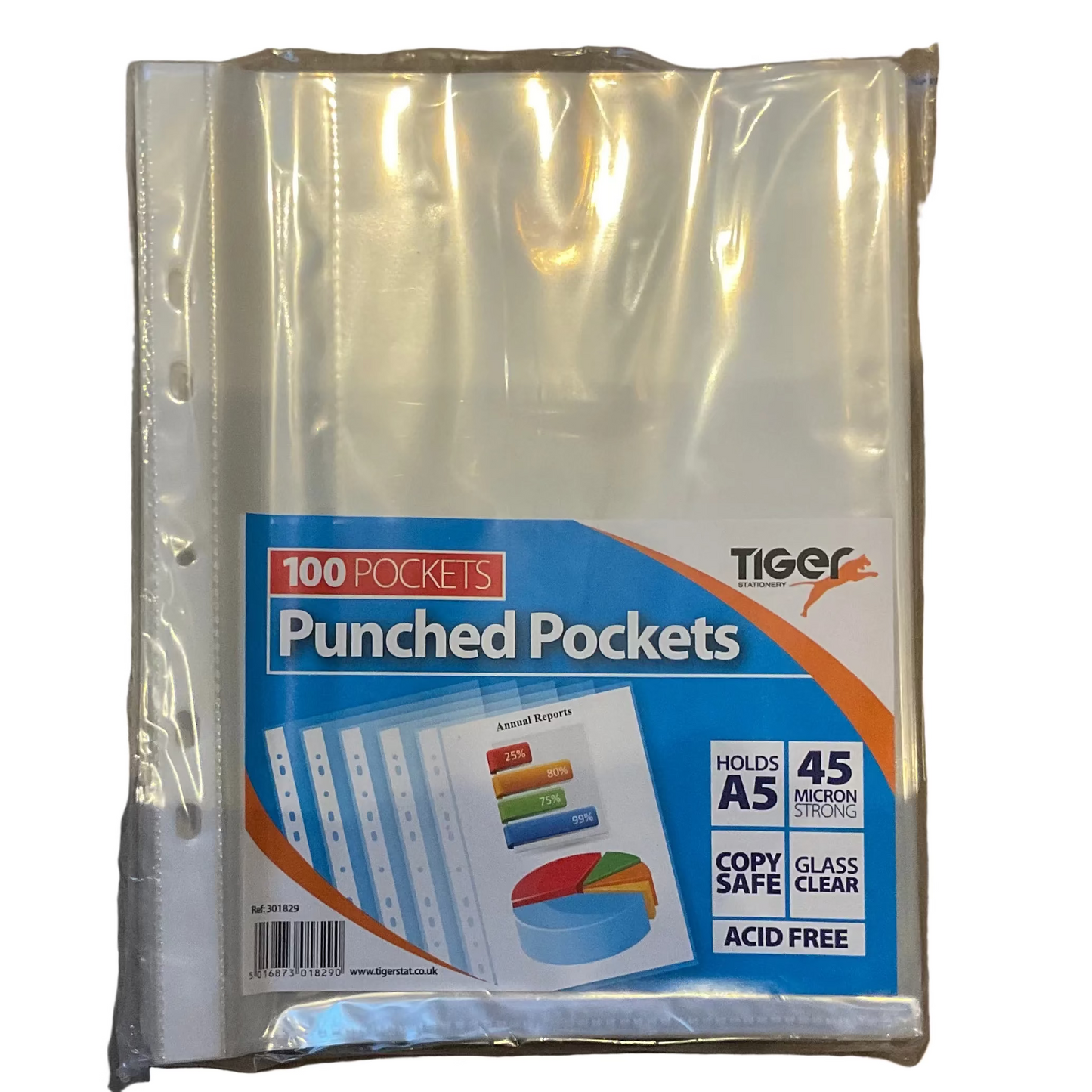 100 Tiger A5 plastic pockets