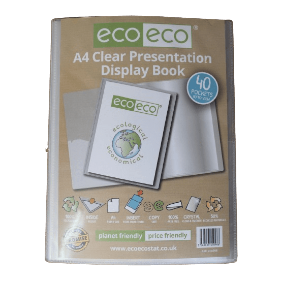 A4 Eco Transparent Presentation Display Book - 40 Pockets - The Bargain Corner