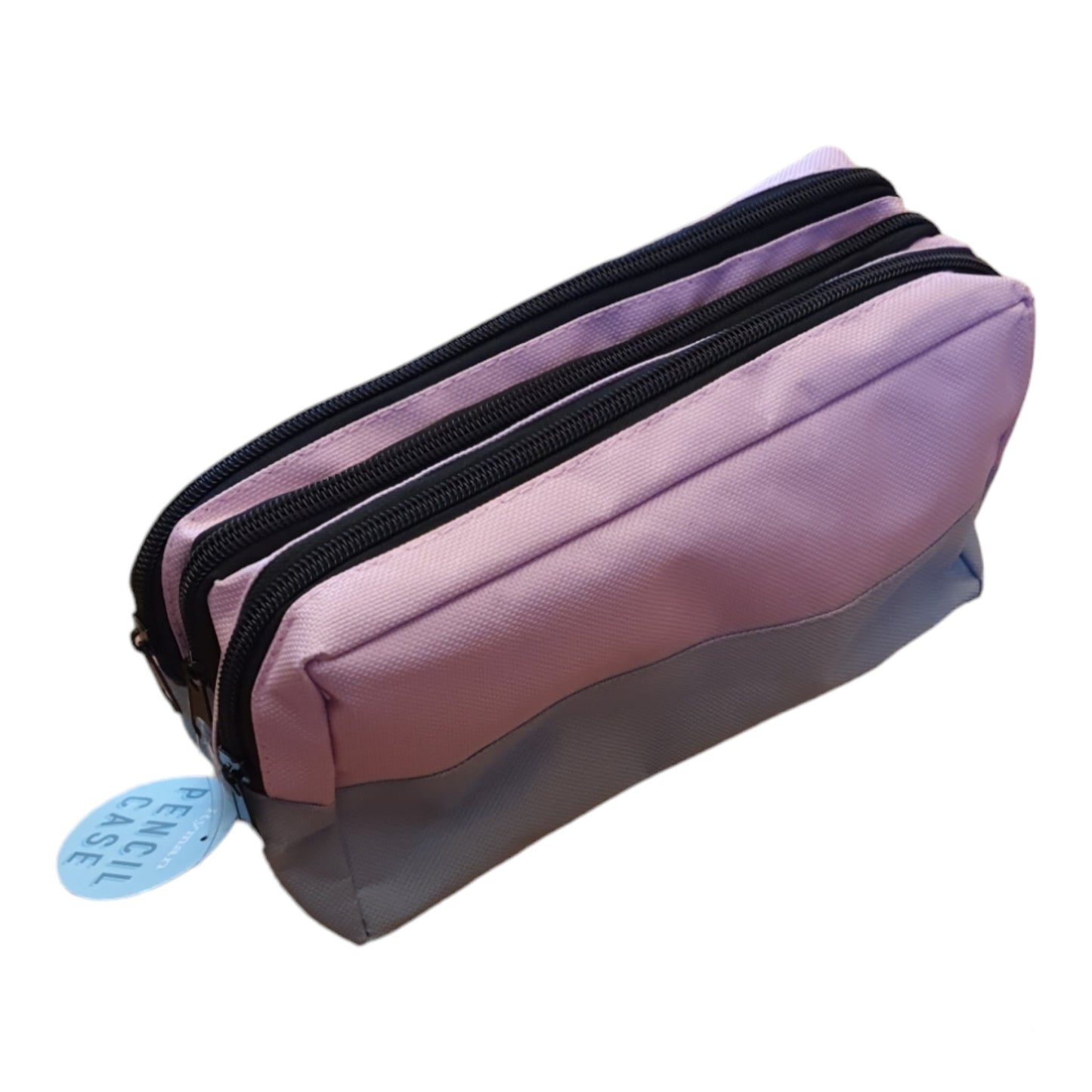 Triple Zip Pencil Case - Grey Base - The Bargain Corner