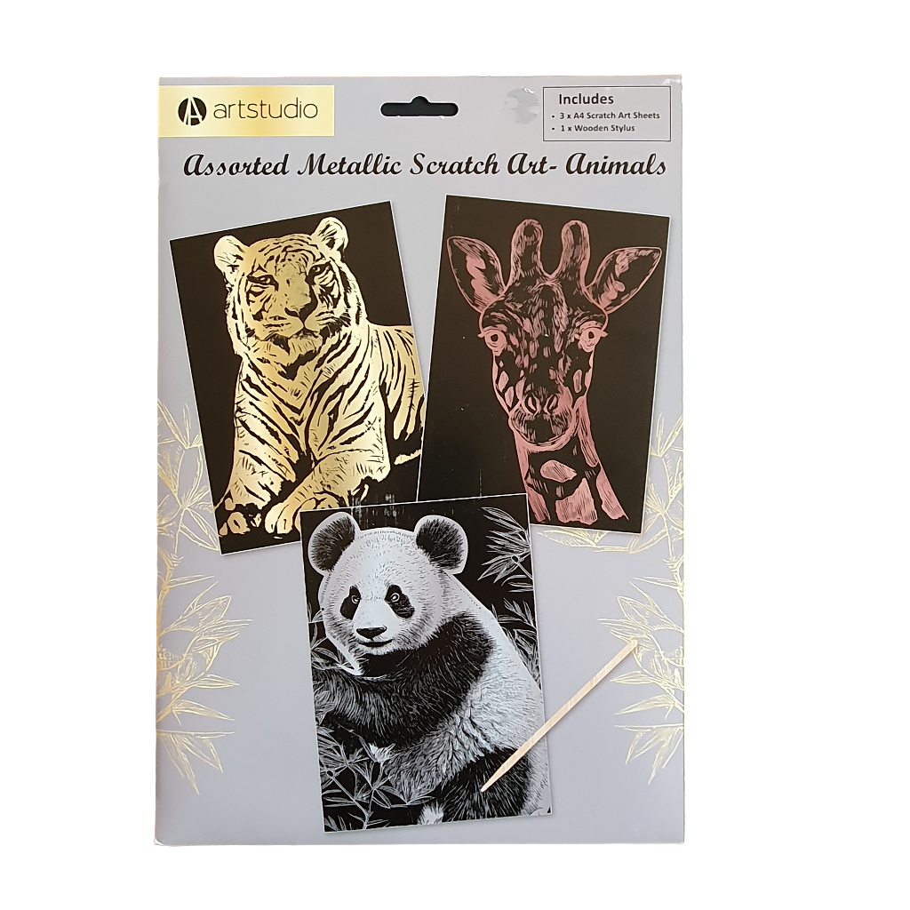 Assorted Animals Metallic Scratch Art