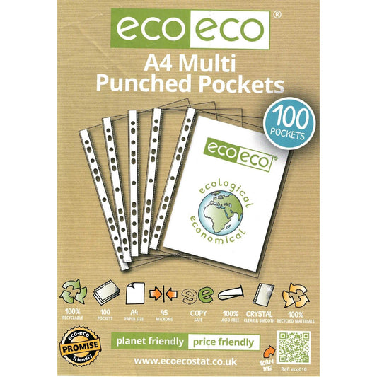 A4 Eco Plastic Pockets - Pack of 100 - The Bargain Corner