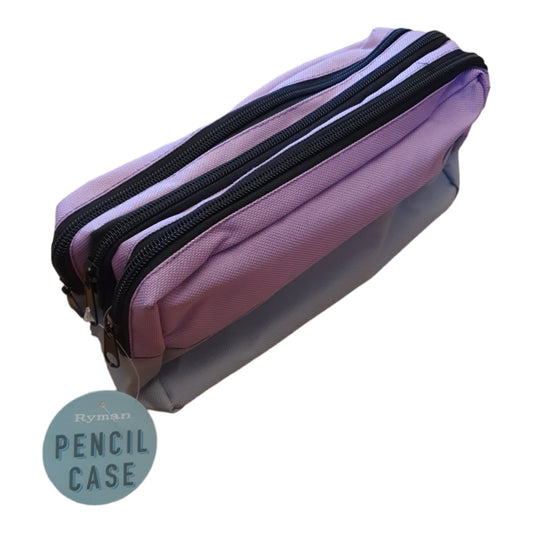 Triple Zip Pencil Case - Grey Base - The Bargain Corner