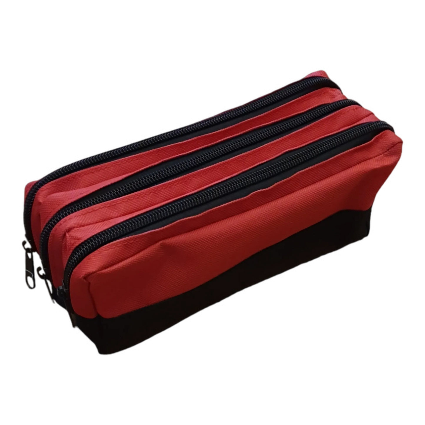 Triple Zip Pencil Case - Black Base - The Bargain Corner