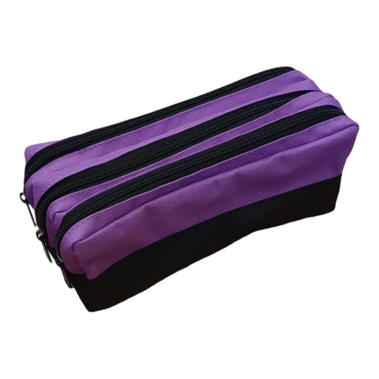 Triple Zip Pencil Case - Black Base - The Bargain Corner