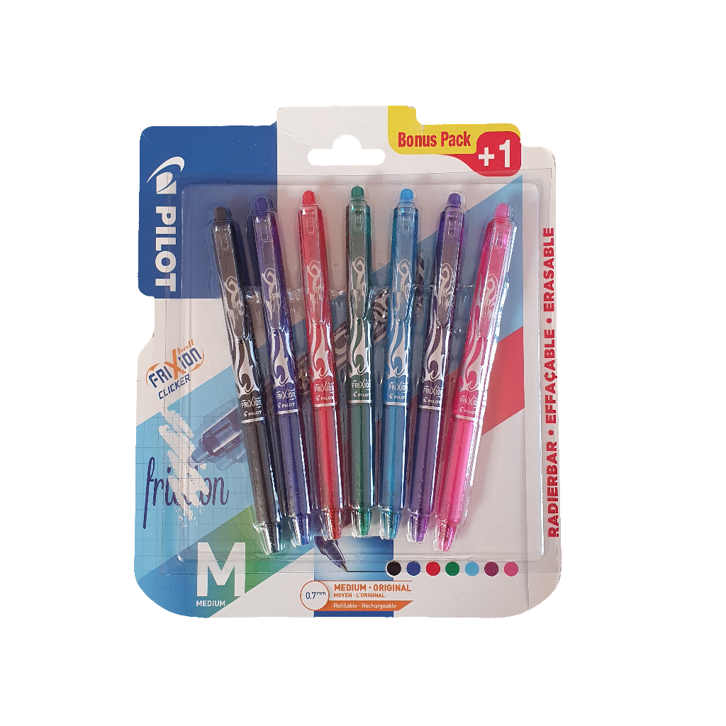 Pilot Frixion Erasable Clickable Rollerball Pen 0.7mm - Pack of 7 - The Bargain Corner